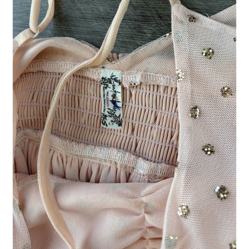 Intimately Free People Want To Have Fun Glitter Polka Dot Maxi Dress Size S Peac - Picture 5 of 11